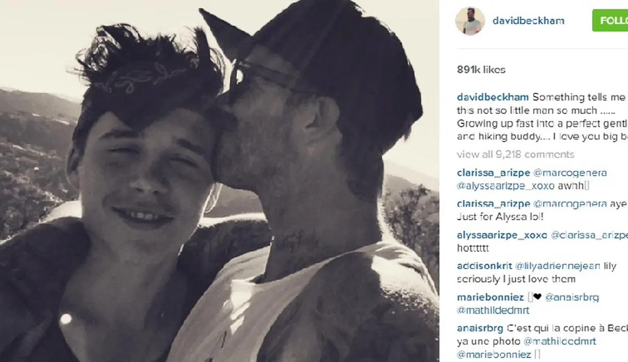 David Beckham saa bersama Brooklyn (Foto/Instagram)