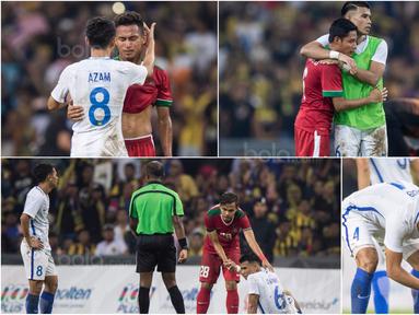 Berikut ini foto-foto yang menunjukan momen keakraban pemain Timnas Indonesia dengan rivalnya Malaysia pada laga semifinal SEA Games 2017. (Bola.com/Vitalis Yogi Trisna)