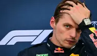 Pembalap Red Bull Racing asal Belanda, Max Verstappen, bereaksi setelah finis kedua di akhir sesi kualifikasi di sirkuit jalanan Monako, menjelang Grand Prix Formula 1 Monako, pada 6 Juni 2026. (Andrej ISAKOVIC/AFP)