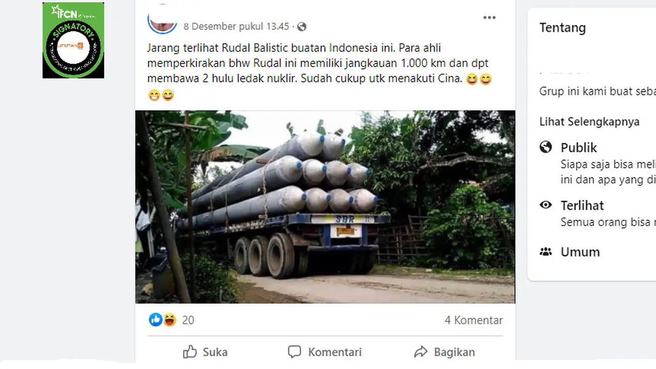 Cek Fakta Liputan6.com menelusuri klaim foto rudal buatan Indonesia