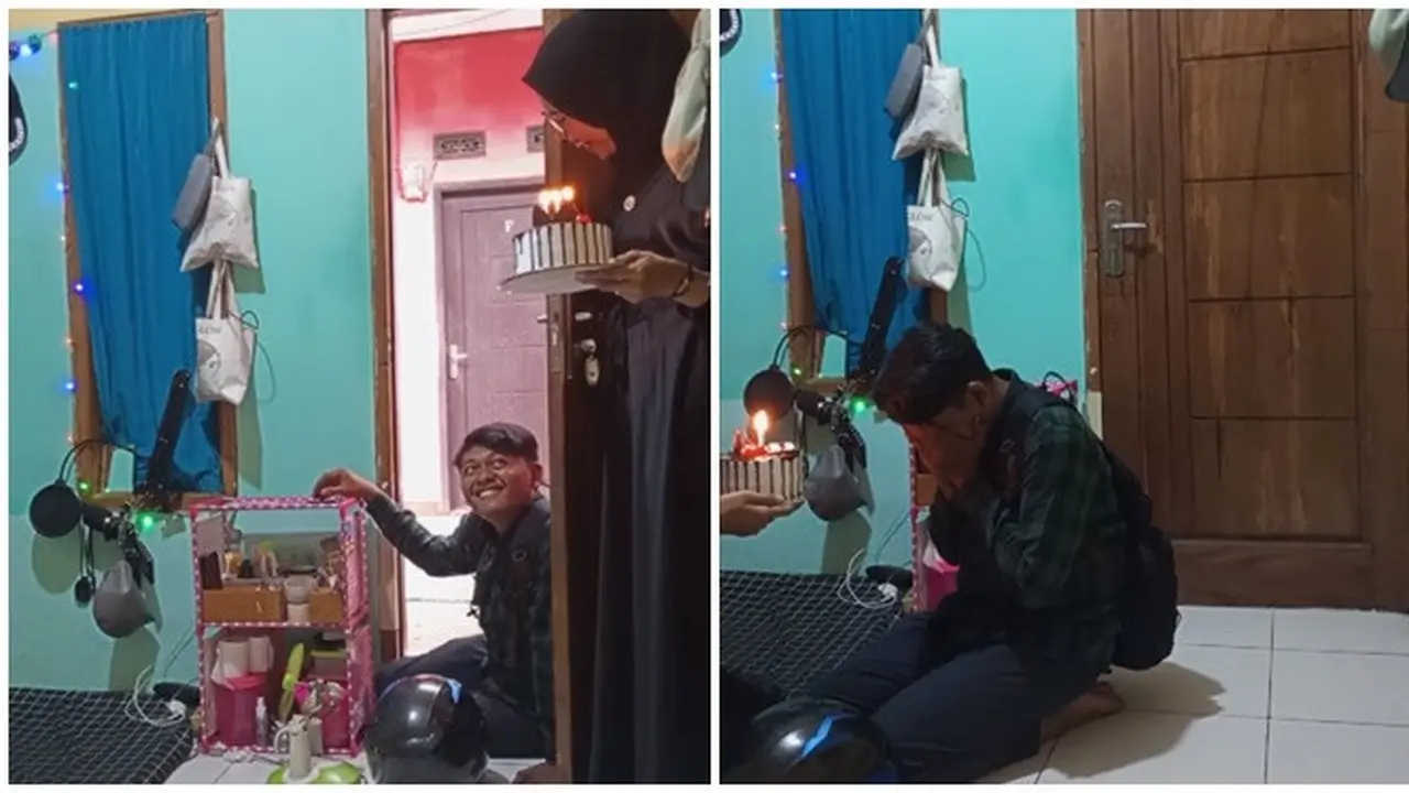 Tak Pernah Dirayakan, Pria Ini Terharu dapat Kejutan dari Istri di Ultah ke-30 Tahun