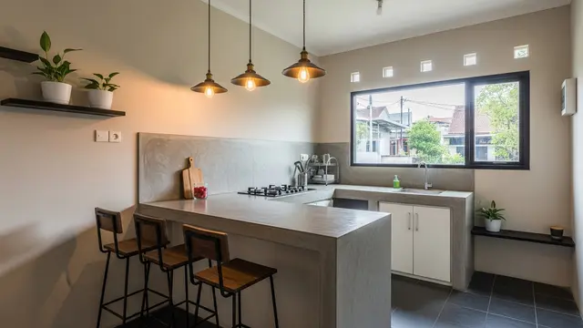 Meja Bar Dapur dari Beton