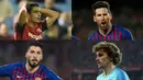 Lionel Messi kian perkasa di singgasana top scorer La Liga dengan raihan 31 gol, terpaut 11 gol dari Luis Suarez yang berada di bawahnya. (Kolase Foto AFP)