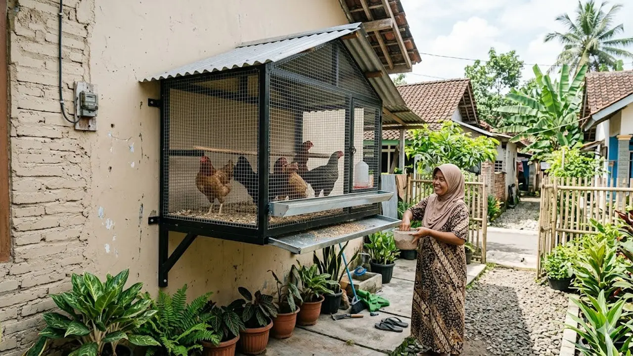 Cara Membuat Kandang Ayam Menempel Tembok yang Hemat Tempat