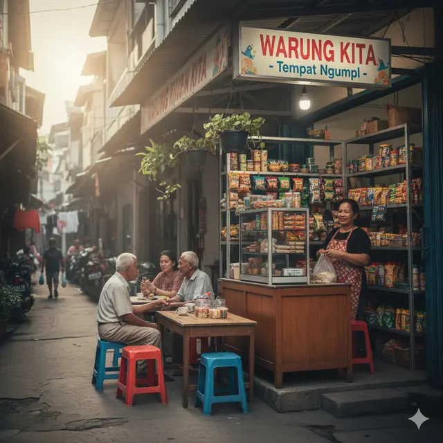 Warung sembako di gang sempit (Foto: Gemini AI)