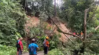 Akses jalan dari dan menuju Desa Sukomade Banyuwangi terputus akibat tanah longsor (Istimewa)