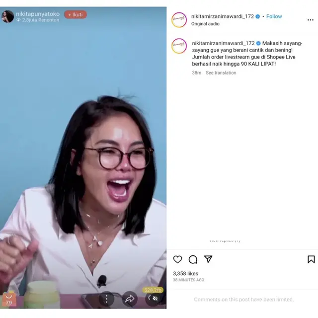 Sempat Viral Nantang Netizen, Nikita Mirzani Kembali Bikin Heboh Pecahkan Rekor Order Naik 90 Kali Lipat di Shopee Live