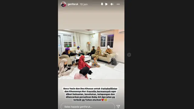 Keluarga Atta Halilintar Gelar Doa Bersama Jelang Persalinan Aurel Hermansyah. (instagram.com/genifaruk)