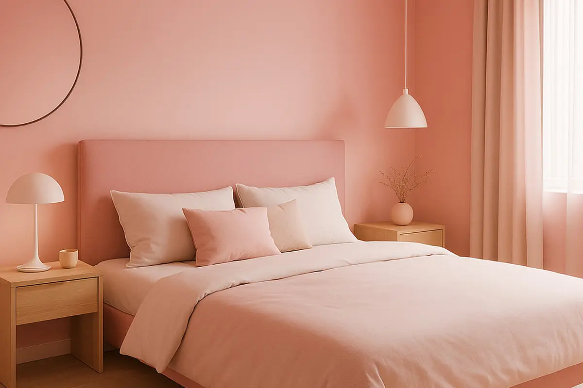 Kamar tidur cat millenial pink