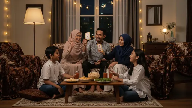 KEluarga BErmain Kuis saat Malam Takbiran