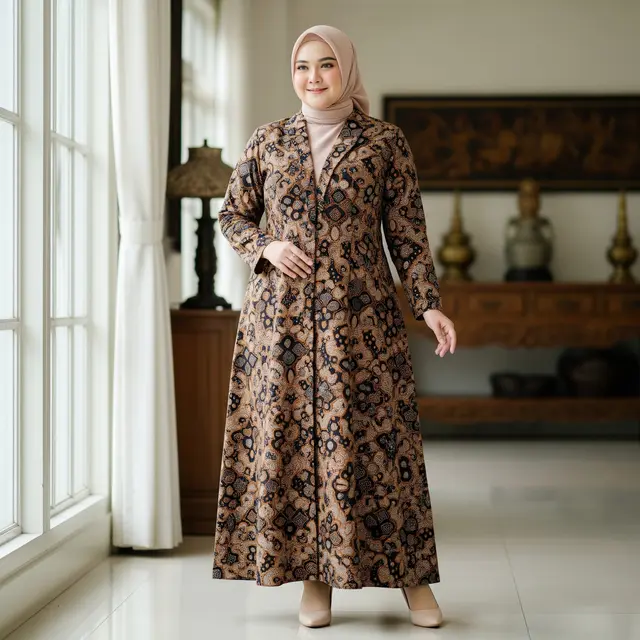 Model Gamis Batik Blazer Syari Size Besar