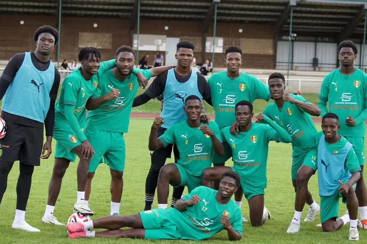 Latihan Timnas Guinea U-23 untuk melawan Timnas Indonesia U-23.