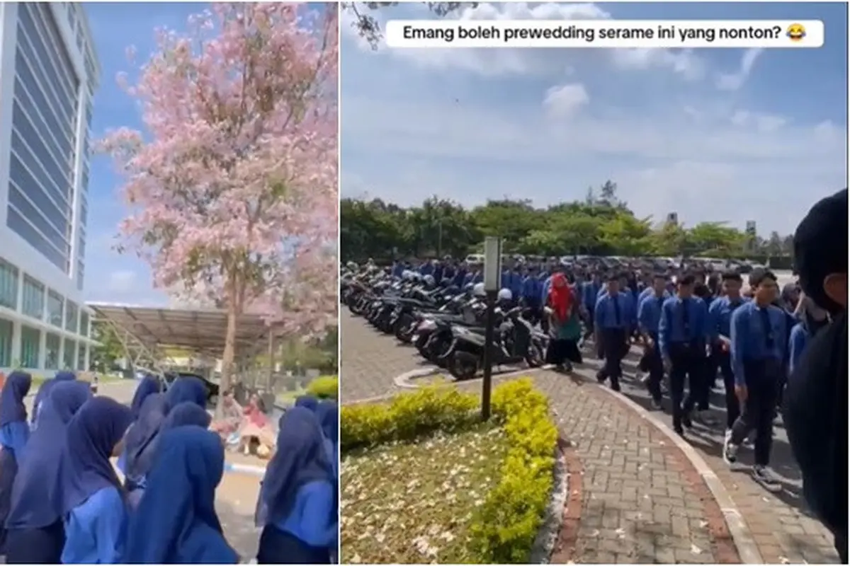 Prewedding di Kampus, Pasangan Ini Ditonton Ratusan Anak SMA yang Lagi Study Tour