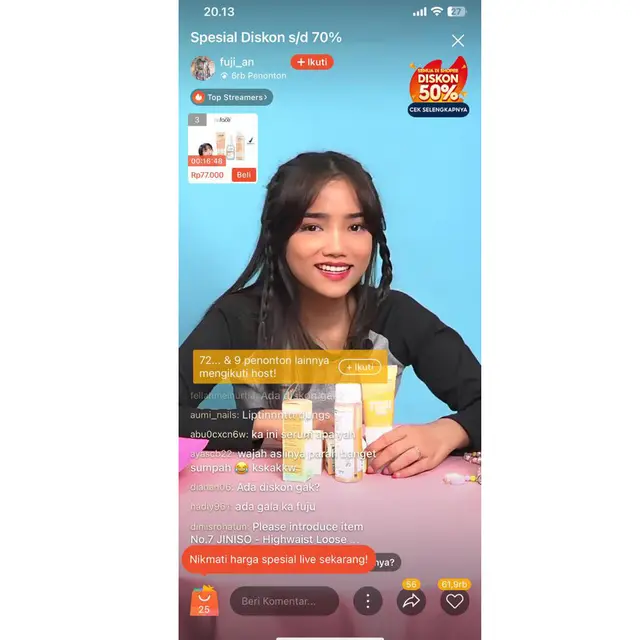 Cuan Melimpah dari Shopee Live Perdana, Fuji Pecahkan Rekor dengan Menjual Lebih dari 3 Ribu Produk