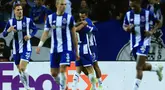 Gelandang FC Porto, Wenderson Galeno merayakan gol yang dicetaknya saat pertandingan leg pertama babak 16 besar Liga Champions 2023/2024 melawan Arsenal FC di Stadion Dragao, Porto pada 21 Februari 2024. (PATRICIA DE MELO MOREIRA/AFP)