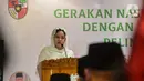 Ketua DPR Puan Maharani memberikat sambutan dalam acara peluncuran "Gerakan Nasional Mengisi Masjid dengan 1 Juta Sajadah Pelindung COVID-19" di Masjid Istiqlal, Jakarta, Kamis (11/3/2021). (Liputan6.com/Johan Tallo)