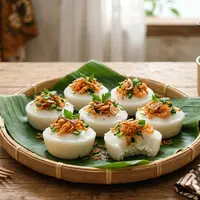 Kue Gandus Palembang dengan Topping Ebi dan Daun Seledri (AI Generated)
