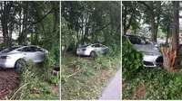 Larikan Tesla Model S, Bocah Ini Seruduk Pohon