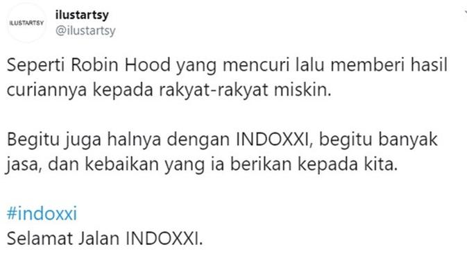 Reaksi netizen IndoXXI (Sumber: Twitter/ilustartsy)