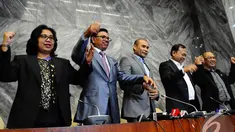 Fraksi Nasdem mengadakan konferensi pers terkait perdamaian di DPR, Jakarta, Kamis (13/11/2014) (Liputan6.com/Andrian M Tunay)