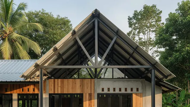desain rumah desa dengan sentuhan industrial sederhana