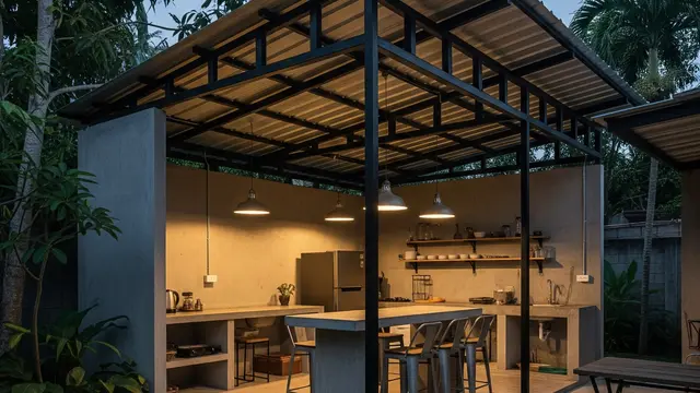 Model Dapur Minimalis Baja Ringan Semi Terbuka