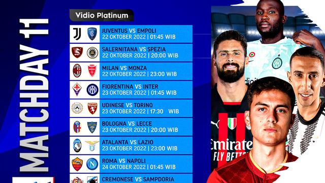 Jadwal dan Live Streaming Liga Italia 2022/2023 Matchday 11 di Vidio, 22-25 Oktober 2022