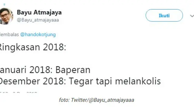 6 Cuitan Lucu Ringkasan 2018, Bikin Senyum Kecut