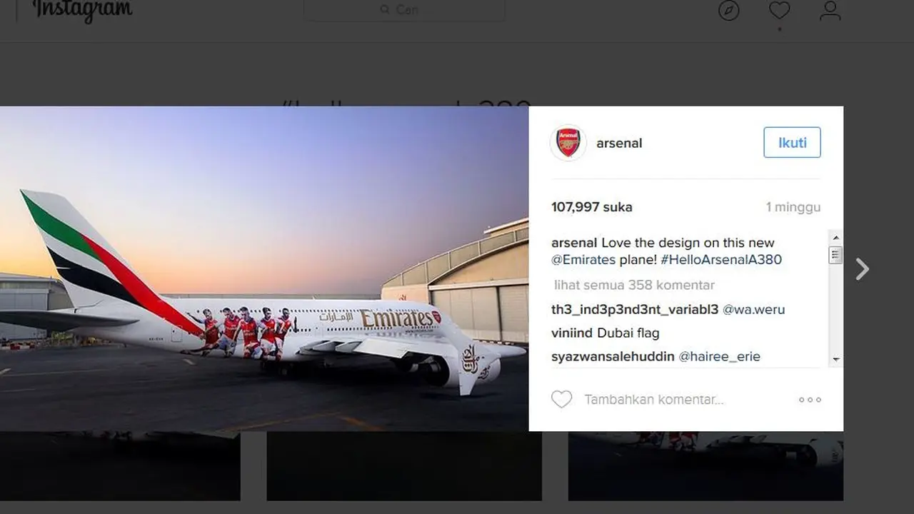 Pesawat Super Mewah Arsenal