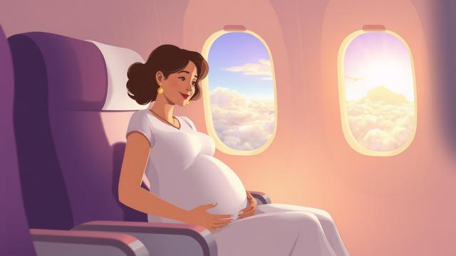 Naik pesawat saat hamil? Bumil harus cek kondisi kesehatan dan kebijakan maskapai penerbangan agar perjalanan aman dan nyaman. (Ilustrasi by AI)