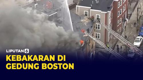 VIDEO: Ludes! Api Bakar Gedung di Boston, Amerika Serikat