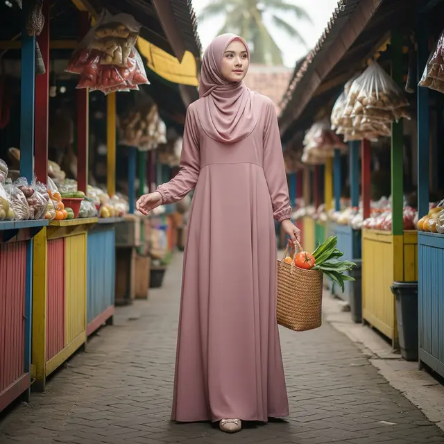 Inspirasi Gamis Warna Mauve & Champagne (Image by Gemini AI)