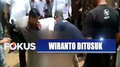 Sejumlah petugas polri dan TNI yang melakukan pengawalan langsung melarikan Wiranto ke rumah sakit karena menderita luka tusukan di bagian perut.