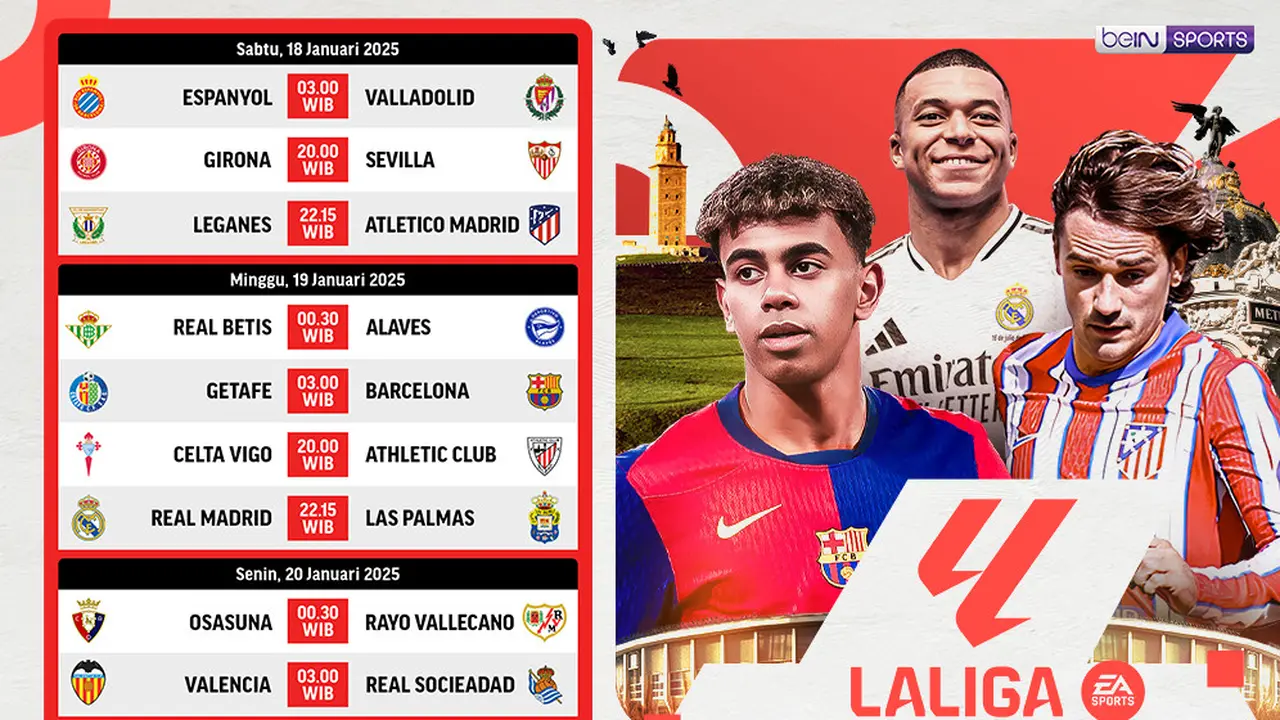 Jadwal La Liga 2024/25 Matchweek ke 20 di Vidio