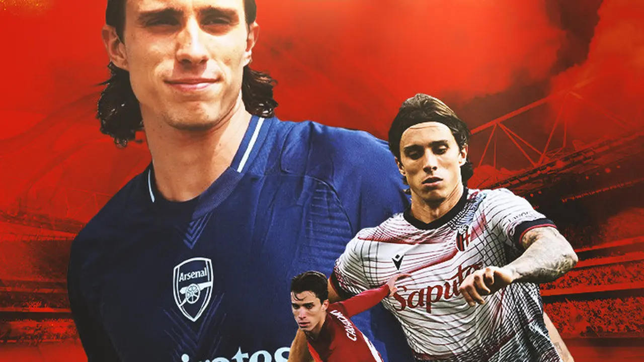 Ilustrasi - Riccardo Calafiori, pake jersey Roma, Bologna, Arsenal