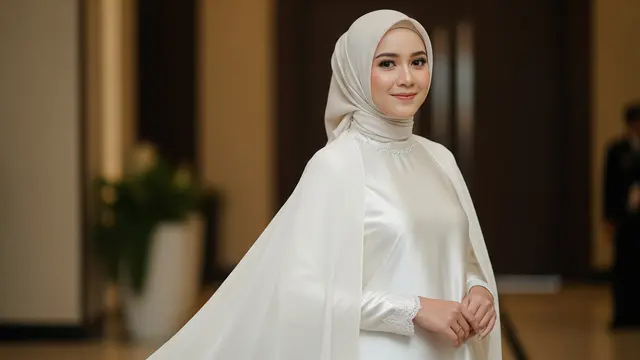 Gamis Satin Polos Kombinasi Chiffon Elegan