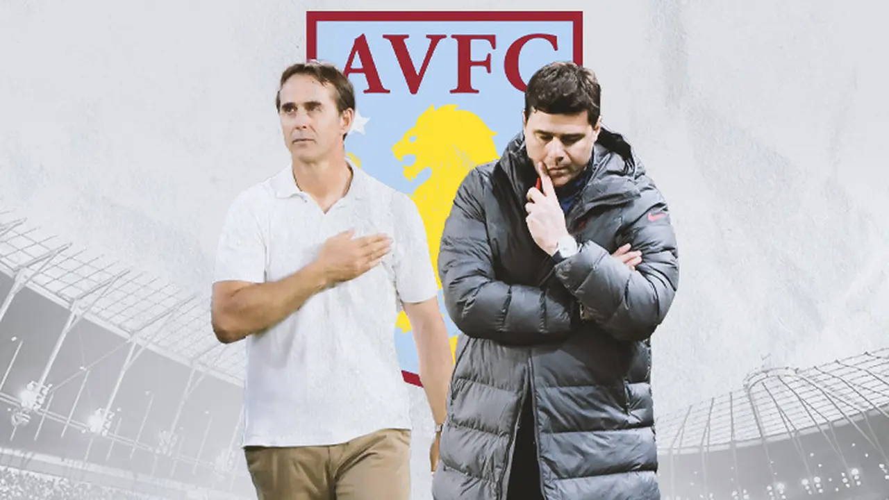 Ilustrasi - Julen Lopetegui, Mauricio Pochettino Background Aston Villa