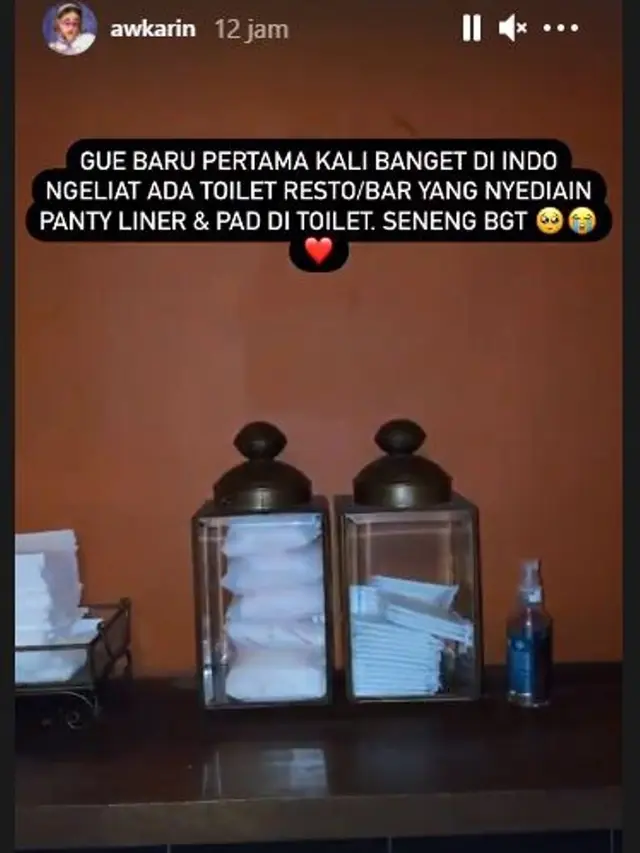 Awkarin Unggah Foto Toilet Restoran Sediakan Pembalut dan Panty Liner