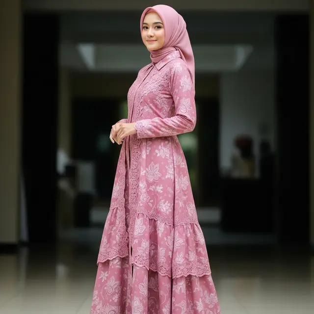 9 Model Gamis Batik Dusty Pink Brokat, Inspirasi Busana Ramadan 2026