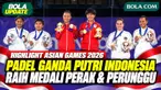 Momen pengalungan medali cabang padel nomor women's pairs Asian Games Aichi-Nagoya 2026. F. Kusumawati/S. Sabatini meraih medali perak setelah tampil di partai final, sementara N. Putria/B. Gumuliya membawa pulang medali perunggu untuk Indonesia. Mom...