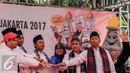 Launching pemilihan Gubernur dan Wagub 2017  bertujuan untuk mengedukasi masyarakat Jakarta menjelang Pilkada 2017, sekaligus untuk mengenalkan warga kepada calon pemimpinnya nanti, Jakarta, Minggu (18/9). (Liputan6.com/Faizal Fanani)