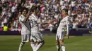 Cristiano Ronaldo berhasil membuka keunggulan Real Madrid di menit ke-21. Eksekusi tendangan bebas CR7 melesat mulus masuk ke dalam gawang Eibar (AP Photo/Andres Kudacki)
