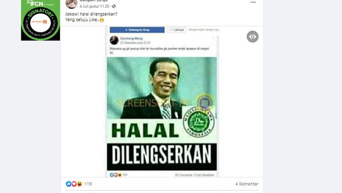Beredar klaim foto MUI mengeluarkan fatwa halal untuk melengserkan Presiden Jokowi, simak faktanya.
