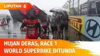 Sirkuit Mandalika diguyur hujan deras hingga menyebabkan lintasan tergenang, penyelenggara menunda race 1 World Superbike, karena dinilai berbahaya bagi pembalap. Jules Cluzel hingga Toprak Razgatlioglu asyik mandi air hujan.
