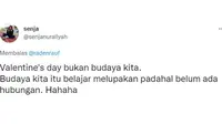 Cuitan netizen soal valentine (Sumber: Twitter/senjanuraliyah)