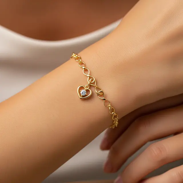 Model Gelang Emas 1 Gram Kombinasi Rantai dan Batu Zircon (Image by Gemini AI)