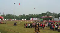 Presiden Jokowi Jadi Inspektur Upacara di Hari Pramuka di Cibubur (Liputan6.com/Nanda Perdana Putra)