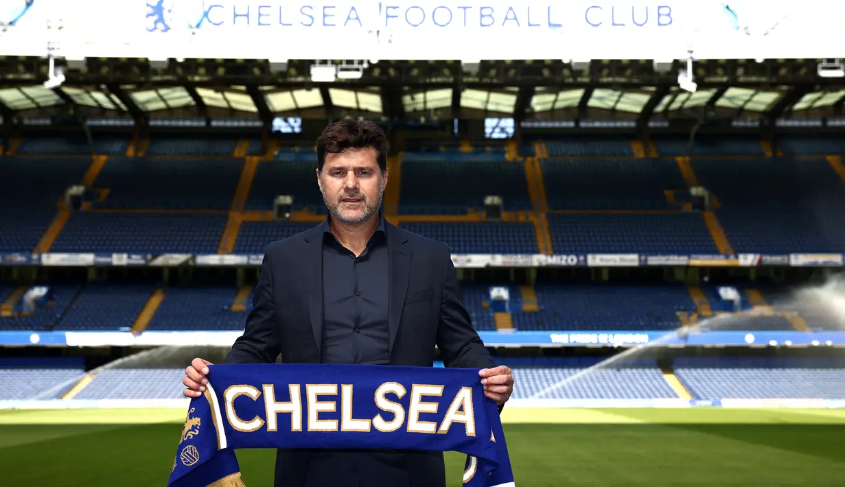 Mauricio Pochettino didatangkan ke Stamford Bridge pada musim 2022/2023. Pochettino didatangkan dari PSG setelah sukses menukangi Les Parisiens dengan membawa mereka juara liga dan beberapa trofi lainnya. (AFP/Henry Nicholls)