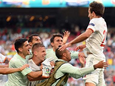 Lima gol Timnas Spanyol tercipta melalui Pablo Sarabia, Cesar Azpilicueta, Ferran Torres, Alvaro Morata, dan Mikel Oyarzabal. Tiga gol Kroasia berasal dari bunuh diri Pedri, Mislav Osnic, dan Mario Pasalic. (Foto: AFP/Pool/ Stuart Franklin)