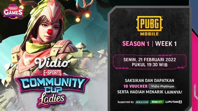 Jadwal dan Live Streaming Vidio Community Cup Ladies Season 1 PUBGM Week 1 di Vidio, Senin 21 Februari 2022